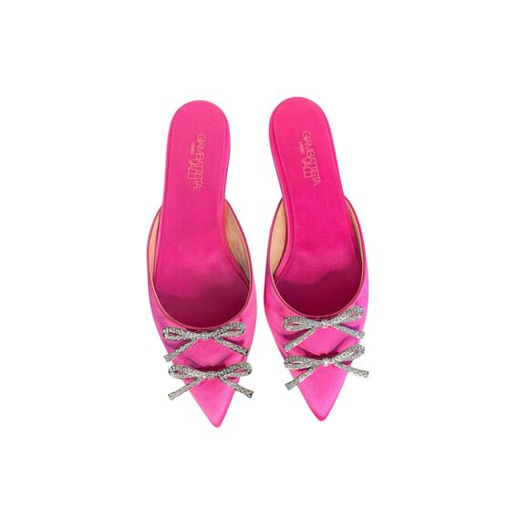 Gianbattista Valli NIB Embellished Satin Mules in Pink Size 40 - Picture 4 of 11